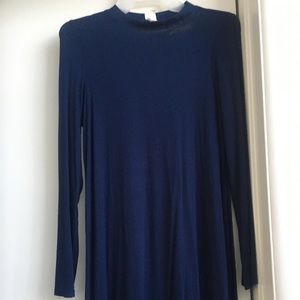 H&M mock turtle neck navy long sleeve dress